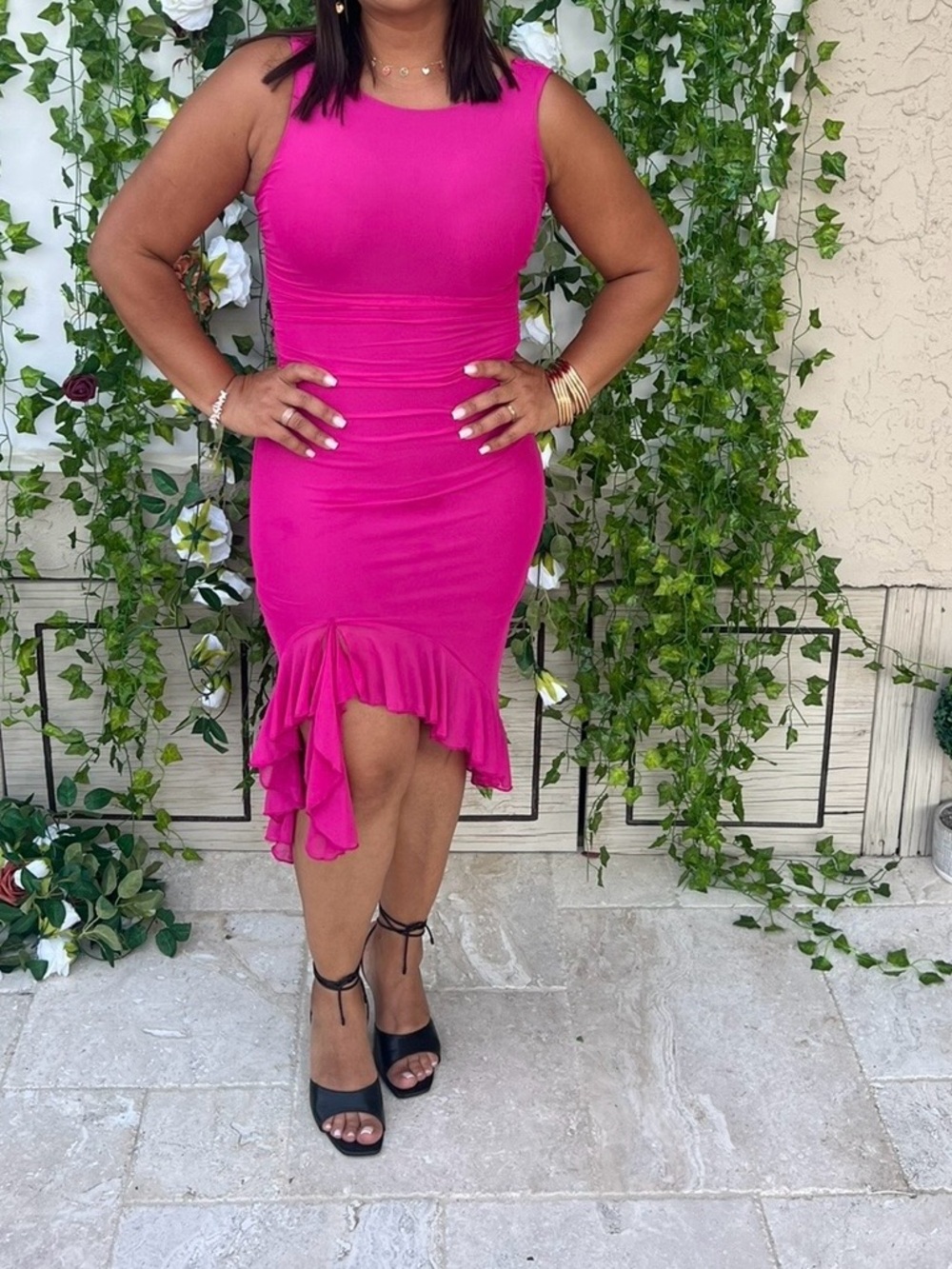 Elegant Pink Sleeveless Dress